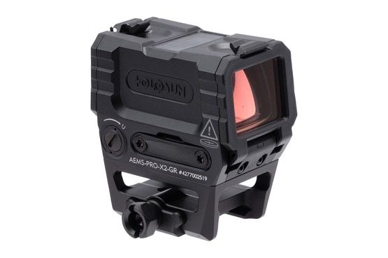 Holosun AEMS PRO X2 Multi Reticle Green Dot Sight has a black finish
